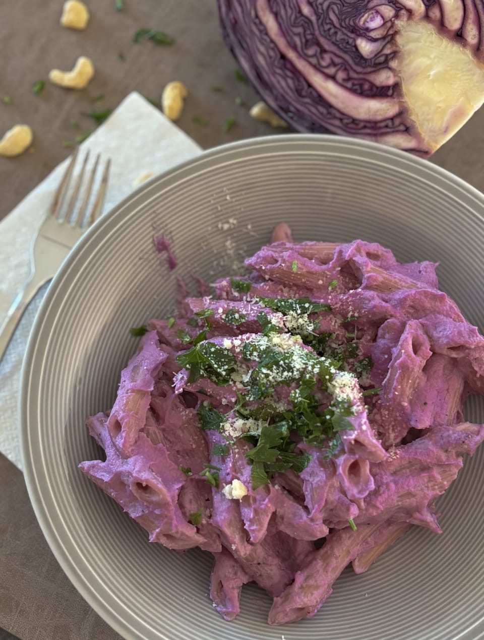 Lila Rotkohl Pasta